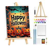 MOGTAA Happy Halloween Paint by Numbers for Adults Beginner with Frame, Pumpkin Painting by Numbers for Adults with Easel, DIY Oil Painting Kits Art Crafts for Home Decor, 8x12in