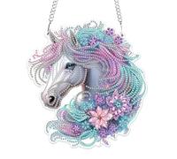 MOGTAA Horse Diamond Art Hanging Ornaments with Chain, 5D Special Shaped Diamond Painting Kits for Adults Beginners, Crystal Rhinestones Flowers Diamond Painting Gem Art for Home Decor Gifts