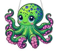 MOGTAA Octopus Diamond Art Hanging Kits for Adults Kids, 5D Special Shape Diamond Painting Pendant Kits, Crystal Rhinestones Animal Crystal Art Painting for Home Wall Garden Decor Gifts