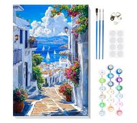 MOGTAA Paint by Numbers for Adults Beginner with Frame, Coastal Town Paint by Numbers for Adults, Kids' Painting by Numbers, DIY Oil Painting Kits Mountains Art Crafts for Home Decor, 8x12in