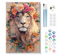 MOGTAA Paint by Numbers for Adults Beginner with Frame, Flowers Tiger Paint by Numbers for Adults, Kids' Painting by Numbers, DIY Oil Painting Kits Tiger Art Crafts for Home Decor, 8x12in