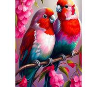 MOGTAA Parrots Diamond Painting for Adults, 5D Flowers Diamond Art Painting Kits for Beginners, DIY Round Diamond Dots Animal Gem Craft for Home Art Decor 30x40cm