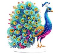 MOGTAA Peacock Diamond Art Desktop Ornaments, 5D Special Shaped Animal Diamond Painting Kits for Adults Beginners, Crystal Diamond Painting Gem Art Kits for Home Office Table Decor Gift