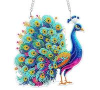 MOGTAA Peacock Diamond Art Hanging Ornaments with Chain, 5D Special Shaped Diamond Painting Kits for Adults Beginners, Crystal Rhinestones Diamond Painting Gem Art for Home Decor Gifts