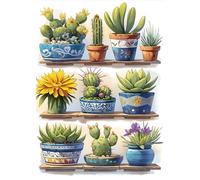 MOGTAA Succulents Diamond Art Kits for Adults, Landscape DIY 5D Diamond Painting Kits for Adults Beginners, Full Drill Diamond Dots Crystal Art Kits for Home Decor Gifts 30x40cm