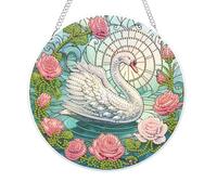 MOGTAA White Swan Diamond Art Hanging Ornaments with Chain, 5D Special Shaped Diamond Painting Kits for Adults Beginners, Animal Crystal Rhinestones Diamond Painting Gem Art for Home Decor Gifts