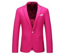 MOGU Mens Floral Blazer Paisley Suit Jacket Shawl Lapel Tuxedo Sport Coat for Dinner Prom Party, Hot Pink, 40