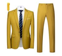 MOGU Mens Slim Fit 2 Piece Suit One Button Notch Lapel Tuxedo for Prom (Suit Jacket + Pants) - brown - 34