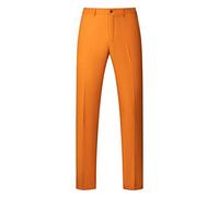 MOGU Mens Slim Fit Front Flat Casual Pants, Orange, 36