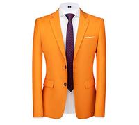 MOGU Men's Slim Fit Sport Coat Blazer Casual Formal Suit Jacket for Party Business Wedding Prom and Homecoming, Orange, 44