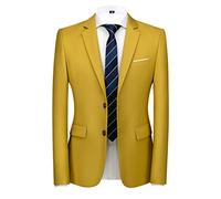MOGU Men's Slim Fit Sport Coat Blazer Casual Formal Suit Jacket for Party Business Wedding Prom and Homecoming, Mustard, 34