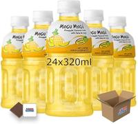 Mogu Mogu Flavored Drinks 24x320ml, PINEAPPLE - Nata De Coco Juice - Refreshing Taste - Fun Drinking During Hot Summers Or Take Them On Trips & Picnics Boxed Treatz