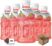 Mogu Mogu Flavored Drinks 24x320ml, PINK GUAVA - Nata De Coco Juice - Refreshing Taste - Fun Drinking During Hot Summers Or Take Them On Trips & Picnics Boxed Treatz