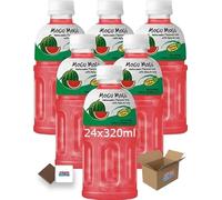 Mogu Mogu Flavored Drinks 24x320ml, WATERMELON - Nata De Coco Juice - Refreshing Taste - Fun Drinking During Hot Summers Or Take Them On Trips & Picnics Boxed Treatz