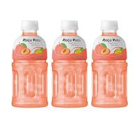 Mogu Mogu Fruit Juice with 25% NATA De Coco | Energy Booster Drink | Full of Fruit Fibres | No Added Preservatives and Colours - 320ml (Peach, 3 Pack)