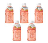 Mogu Mogu Fruit Juice with 25% NATA De Coco | Energy Booster Drink | Full of Fruit Fibres | No Added Preservatives and Colours - 320ml (Peach, 5 Pack)
