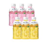 Mogu Mogu Lychee & Pineapple Juice Drink with Nata de Coco Jelly 320ml (Pack of 6) Tropical Thai Sip & Chew Drink