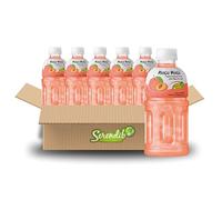 Mogu Mogu Nata De Coco Drink Jelly Texture Fun Refreshment 320ml (Pack of 6, Peach Flavoured)