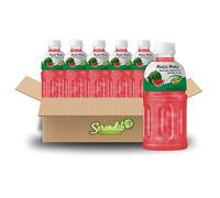 Mogu Mogu Nata De Coco Drink Jelly Texture Fun Refreshment 320ml (Pack of 6, Watermelon Flavoured)