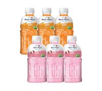 Mogu Mogu Orange and Lychee Juice 25% with NATA De Coco | Energy Booster Drink | Full Fruit Fibres | No Added Preservatives and Colours - (Pack of 6, 320 ml Each)