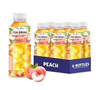 Mogu Mogu Peach Flavor Iced Tea with Nata de Coco (Coconut Jelly) - Chewy Bubble Tea Alternative, Refreshing Drink, 6 Pack Bottles, 15.3 fl oz Each (450ML)