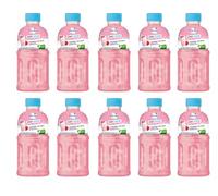 Mogu Mogu Strawberry & Cream Drink with Nata De Coco - Zero Sugar, 320ml | Fruity Beverage with Coconut Jelly Bits | Refreshing Juice (Pack of 10)