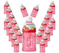 MOGU MOGU Strawberry Juice with 25% NATA De Coco | Energy Booster Drink | Full of Fruit Fibres - 24x320ML - (Pack of 24, Strawberry)