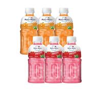 Mogu Mogu Strawberry & Orange Juice Drink with Nata de Coco Jelly 320ml (Pack of 6)| Refreshing Tropical Thai-Made Sip & Chew Beverage.