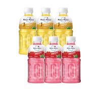 Mogu Mogu Strawberry & Pineapple Juice Drink with Nata de Coco Jelly 320ml (Pack of 6)| Refreshing Tropical Thai-Made Sip & Chew Beverage.