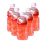 Mogu Mogu Varied Flavored Drinks - Nata De Coco Juice - Jelly Texture - Refreshing Taste - Fun Drinking During Hot Summers Or Take Them on Trip & Picnics (Strawberry 320ML, Pack of 5)