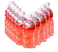 Mogu Mogu Varied Flavored Drinks - Nata De Coco Juice - Jelly Texture - Refreshing Taste - Fun Drinking During Hot Summers Or Take Them on Trip & Picnics (Strawberry 320ML, Pack of 10)
