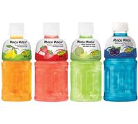 Mogu Mogu with NATA de Coco (Gotta Chew) Mix 4 Flavors | Mango, Strawberry, Melon and Blackcurrant | 320ml, 6 Bottles each | Total 24 by Serendib