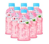 Mogu Mogu Zero Sugar Fruity Drinks with Nata de Coco 320ml - Sugar-Free Coconut Jelly Beverage (Pack of 6) (Pack of 6, Strawberry & Cream)