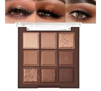 Moguri 1 Piece 9-Color Warm Chocolate Eyeshadow Palette, Glitter Black and Silver Eyeshadow for Smokey Looks, Sparkly Gold and Grey Makeup Set, Halloween Gothic Gifts, Smokey Eye Palette for Women
