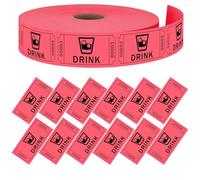 Moguri 1000 Raffle Tickets, Drink, Red, Single Roll for Events, Entry, Class Reward, Fundraiser & Prizes