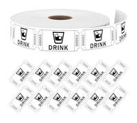 Moguri 1000 Raffle Tickets, Drink, White, Single Roll for Events, Entry, Class Reward, Fundraiser & Prizes