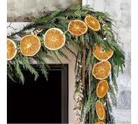 Moguri 3 Metre Christmas Garland with Dried Orange Slices, Realistic Fir Garland for Christmas Decoration, Door, Fireplace, Window and Table, Indoor and Outdoor Decoration