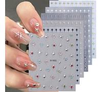 Moguri 6 Sheets of 3D Star Nail Stickers, Gold and Silver Nail Art Decals, Self-Adhesive Accessories for DIY Nail Decoration, Perfect for Gel and Acrylic Nails