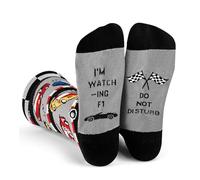 Moguri Racing Car/Sports Car Novelty Socks - DO NOT DISTURB I'M WATCHING F1. Sports Gift for Men & Women, Black, L