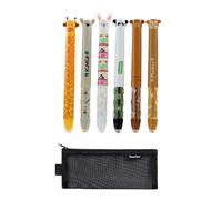 Moguxb Cartoon Erasable Pen Pack of 6 Erasable Gel Pens with Thermo-Sensitive Eraser Ink 0.7 mm Tip Erasable Ballpoint Pen for Students School Office (Red, Blue)
