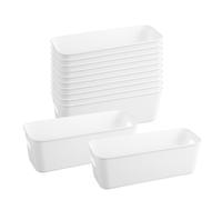 Moguxb Small Plastic Storage Boxes 12pcs White Storage Box without Lid Plastic Storage Baskets with Handles Organiser Storage Boxes for Kitchen Office Home Cupboard Drawers Shelves Storage