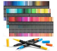 Mogyann Markers for Adult 100 Colors Dual Tip Pens with Fine and Brush Tip for Coloring and Calligraphy Drawing