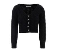 Mohair Blend Sequin Cable Knit Off-Shoulder Top - female - Alessandra Rich - Cardigans - Black - 2XS - Knitwear 2XS