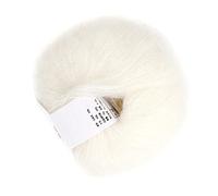 Oumefar Mohair Wool, Soft Mohair Wool Knitting Yarn - Warm Durable Angora Long Wool Yarn with Crochet Hook - Ideal for Scarves, Sweaters, and Crafts Gifts(01 White)