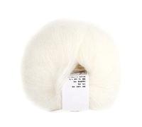 Mohair Yarn for Crocheting, Angora Yarn Merino Wool Yarn for Knitting Drops Kid Silk Mohair Yarn Wool Cashmere Mohair Blend Yarn Popular Soft Knitting Wool for DIY Weave (01 White)