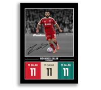 Mohamed Mo Salah Liverpool Signed Photo Poster Print Picture Display Framed Autograph Memorabilia for Football Fans Gift Egypt (A4 poster Only Black)