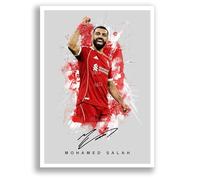 Mohamed Mo Salah Liverpool Signed Photo Poster Print Picture Display Framed Autograph Memorabilia for Football Fans Gift Egypt (A3 Poster Only Grey)