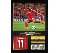Mohamed Salah Liverpool Signed Poster Print - Football Wall Art - Printed Autograph Soccer Memorabilia - Liverpool FC Fan Gift Decor, A2 Poster + White Frame