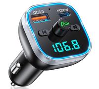 Mohard Bluetooth 5.3 Car Adapter, 54W [PD & QC 3.0] Quick Charging FM Bluetooth Transmitter Car Charger, Hands-Free Calling & 7 Colors LED Backlit, Wireless Car Audio Radio FM Transmitters, HiFi Music