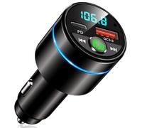 Mohard Bluetooth Car Adapter, All-Metal PD 30W & QC3.0 18W Fast Charging Bluetooth 5.3 FM Transmitter for Car, Wireless FM Radio Car Kit, Noise Cancelling Hands-Free Call, Hi-Fi Music, Ring Light
